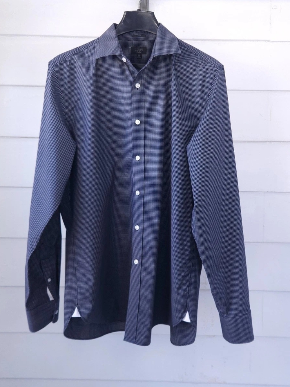 J.Crew Ludlow Slim Fit Dress Shirt Navy White Gingham Check Mens  16½-36